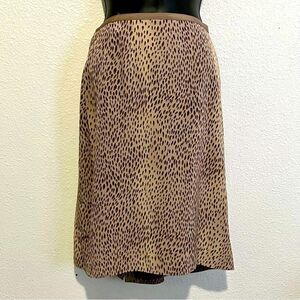 VTG Cheetah 90s Silk Animal Neutral Classic Pencil Christina Slip Skirt 12 L